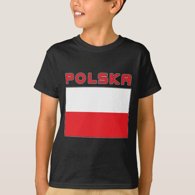 T-shirt Drapeau polonais avec Polska (Devant)