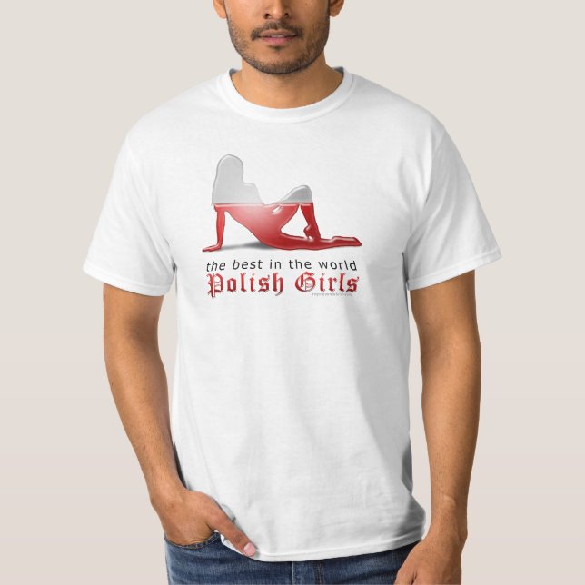 T-shirt Drapeau polonais de silhouette de fille (Devant)
