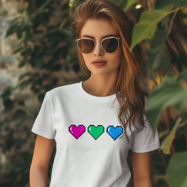 T-shirt Drapeau Polysexuel Coeur Pixel (Créateur téléchargé)