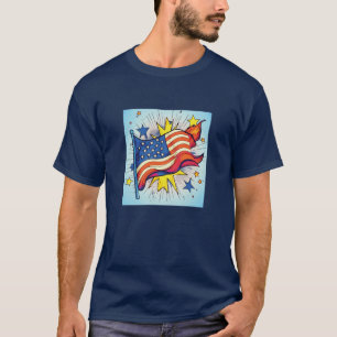 T-shirt Drapeau Pop Art américain