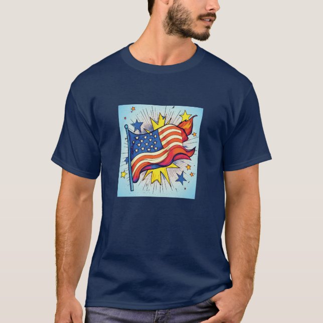 T-shirt Drapeau Pop Art américain (Devant)