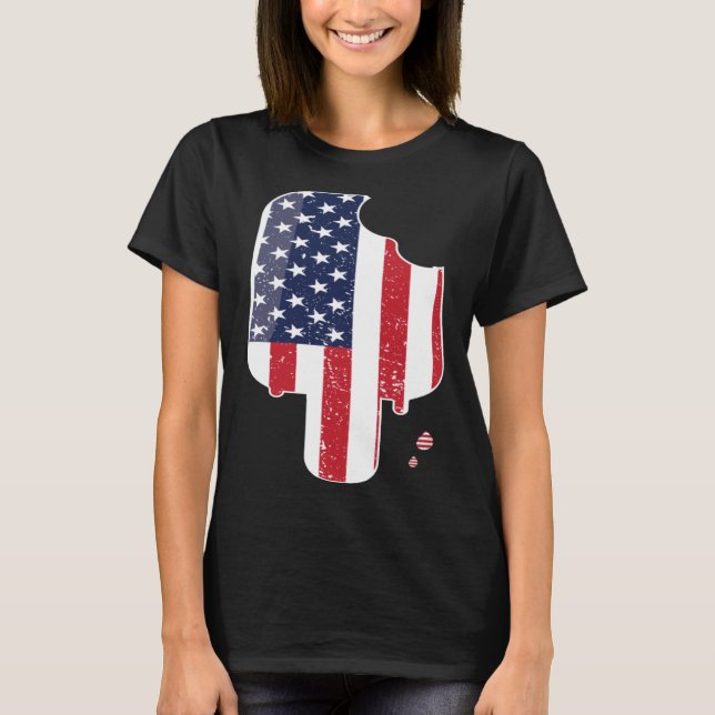 T-shirt Drapeau Popsicle glace Pop 4 juillet Patriotic Gra (Devant)