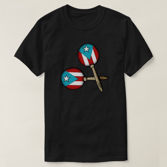 T-shirt Drapeau porto-ricain Maracas Boricua Instruments (Design devant)
