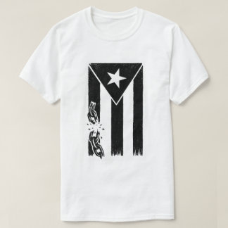 T-shirt Drapeau Porto Ricain Noir et Blanc Résistance