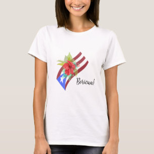 T-shirt Drapeau Porto Rico avec flor de maga boricua
