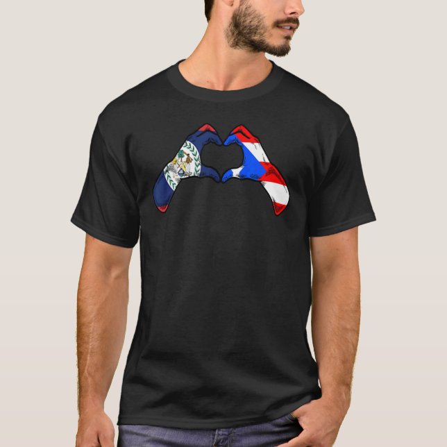 T-shirt Drapeau Porto Rico Belize Puerto Rican Belizan (Devant)