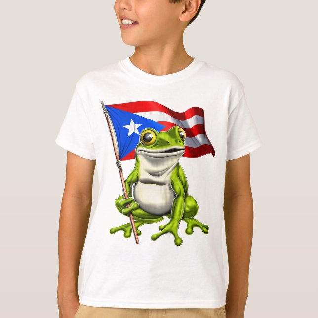 T-shirt Drapeau Porto Rico Coqui Frog (Devant)