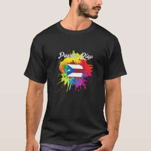 T-shirt Drapeau Porto Rico Gay coloré splash
