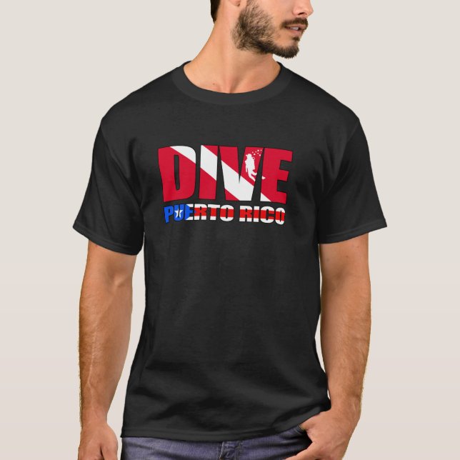 T-shirt Drapeau Porto Rico PR Drapeau Scuba Diver Design (Devant)