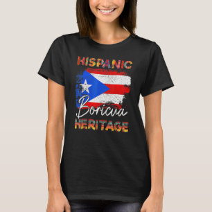 T-shirt Drapeau Portoricain Patrimoine Hispanique Boricua