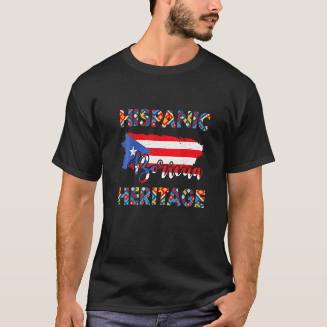 T-shirt Drapeau portoricain Patrimoine Hispanique Boricua  (Devant)