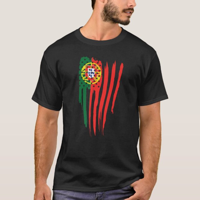 T-shirt Drapeau portugais américain États-Unis Portugal (Devant)