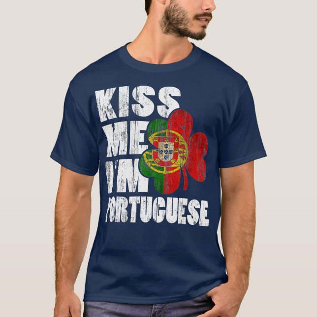 T-shirt Drapeau Portugais Irlandais Kiss Me Im (Devant)