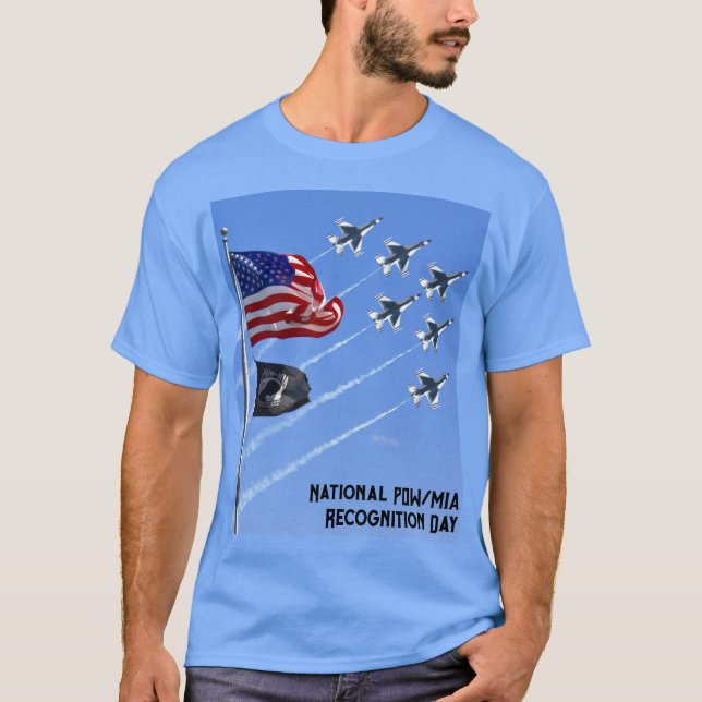 T-shirt Drapeau POW MIA, Drapeau USA & Thunderbirds (Devant)