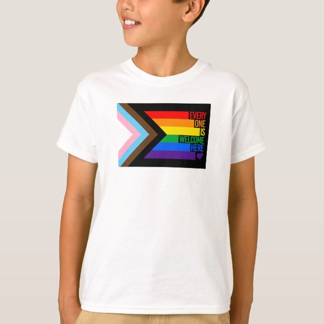 T-shirt Drapeau Progress Pride (Tout le monde est le bienv (Devant)
