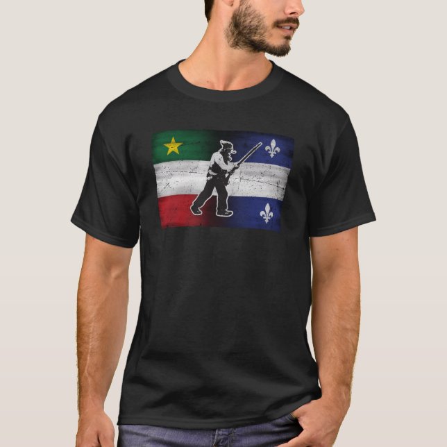 T-shirt Drapeau Québec et Patriote Henri Julien érodé (Devant)