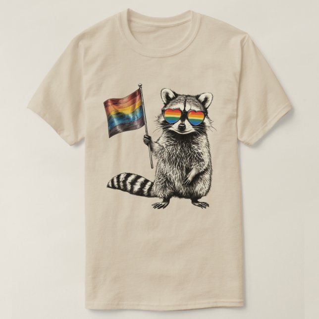 T-shirt Drapeau Raccoon Pride | Graphique LGBT Panda 2025 (Design devant)
