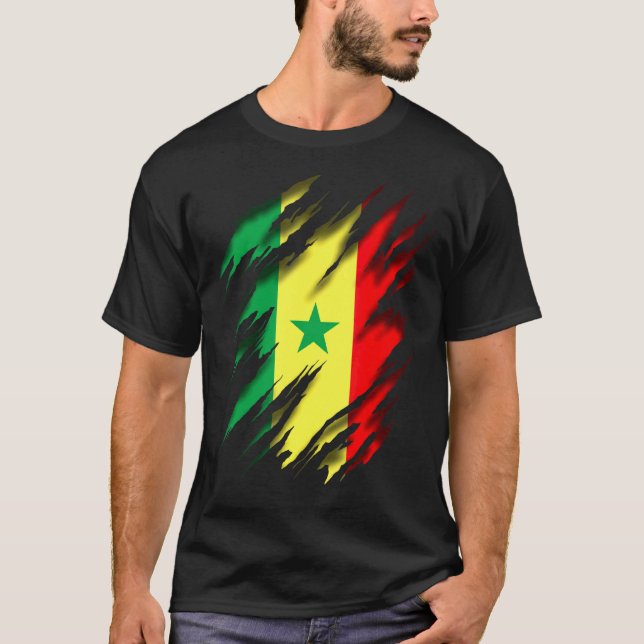 T-shirt Drapeau Rastafari Rasta Sénégal (Devant)