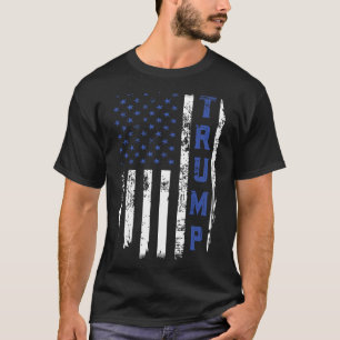 T-shirt Drapeau républicain de la police mince ligne bleue