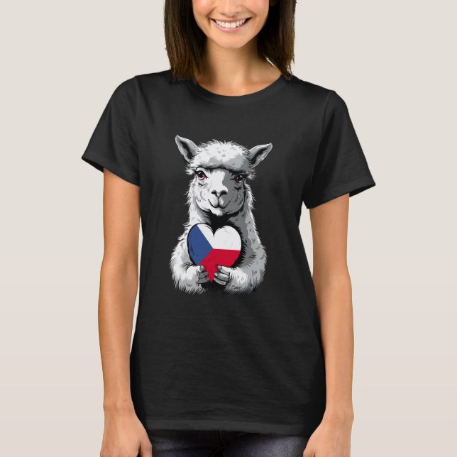 T-shirt Drapeau République Tchèque Lama Racines Tchèques C (Devant)