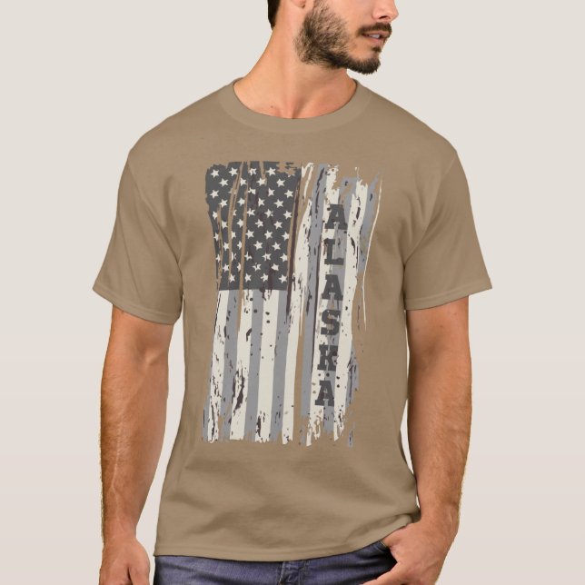 T-shirt drapeau rétro Alaska cadeau parfait pour votre pro (Devant)