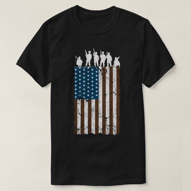 T-shirt Drapeau Rétro Américain des Soldats (Design devant)
