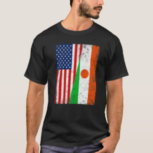 T-shirt Drapeau rétro américain et drapeau du Niger Patrio