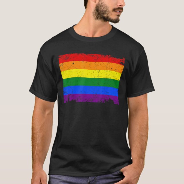 T-shirt Drapeau Retro Lgbt Rainbow Pride (Devant)