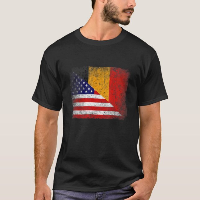 T-shirt Drapeau rétro Patriotique Américain Belgique désor (Devant)