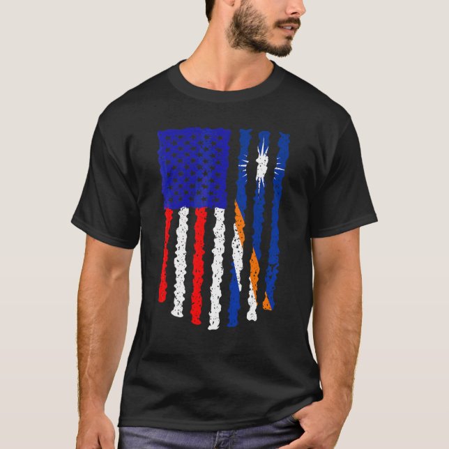 T-shirt Drapeau rétro-patriotique des Îles Marshall améric (Devant)