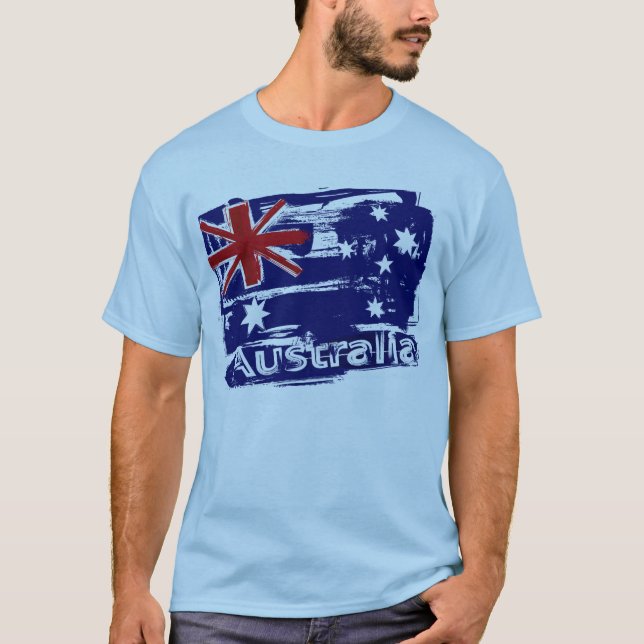 T-shirt Drapeau rétro peint Australie (Devant)