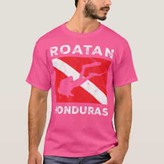 T-shirt Drapeau Retro Roatan Honduras plongée Vintage plon