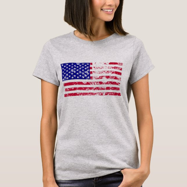 T-shirt Drapeau rétro Vintage américain, Distressed USA (Devant)