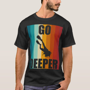 T-shirt Drapeau Retro Vintage Plongée Go Deeper Diver Down