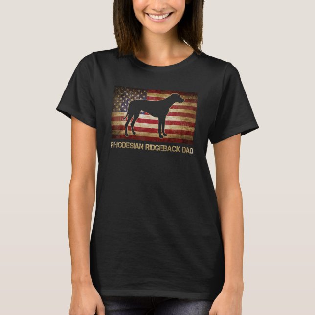 T-shirt Drapeau Rhodesian Ridgeback Papa Vintage américain (Devant)