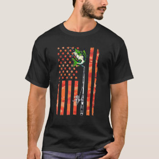 T-shirt Drapeau rose Américain Poteau de pêche Patriotique