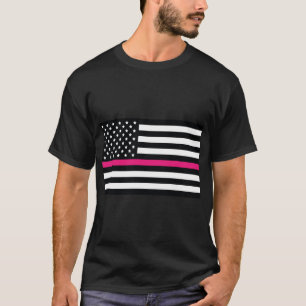 T-shirt Drapeau rose, Drapeau américain avec rayure rose