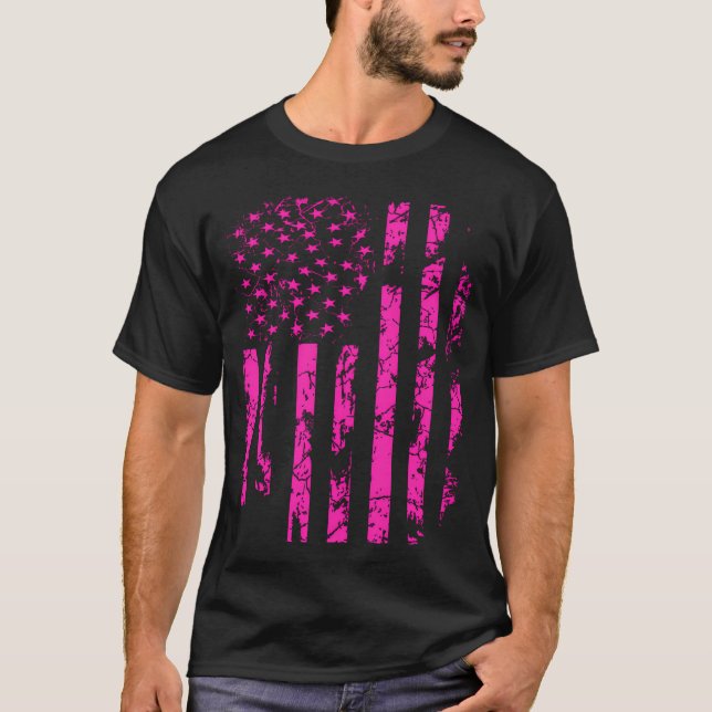 T-shirt Drapeau rose en détresse (Devant)