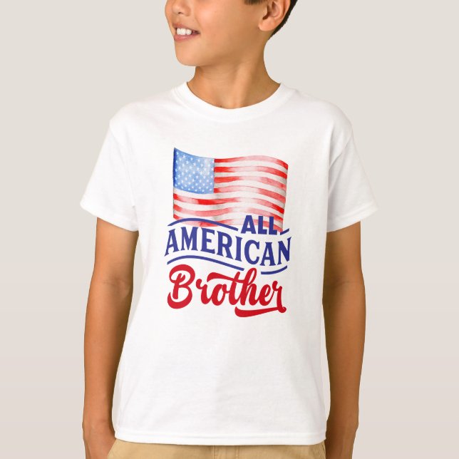 T-shirt Drapeau rouge blanc et bleu All American Brother (Devant)