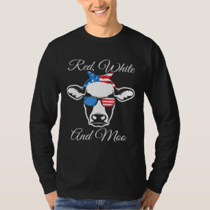 T-shirt Drapeau Rouge Blanc Et Moo Patriotique Vache Usa 4