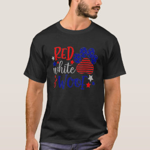 T-shirt Drapeau Rouge Blanc Et Wode Patriotic Dog USA 4ème