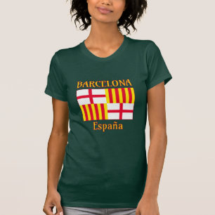 T-shirt Drapeau Rouge Blanc Jaune Barcelone Graphique