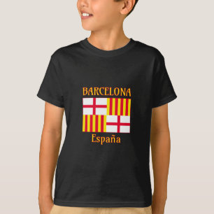 T-shirt Drapeau Rouge Blanc Jaune Barcelone Vector Art
