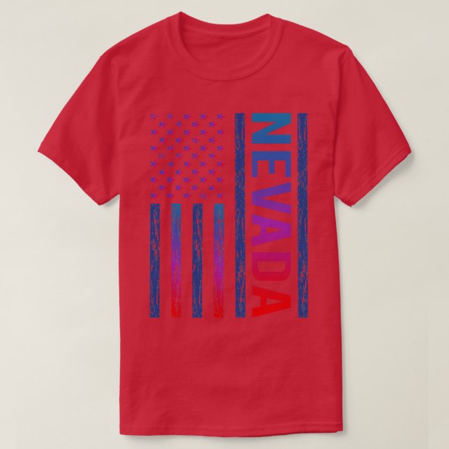 T-shirt Drapeau rouge bleu Nevada (Design devant)