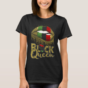 T-shirt Drapeau rouge vert africain américain Black Queen 