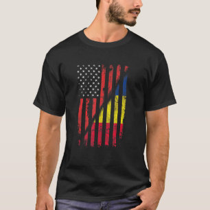 T-shirt Drapeau roumain américain style rétro Usa Roumanie