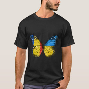 T-shirt Drapeau roumain ukrainien Papillon Roumanie Ukrain
