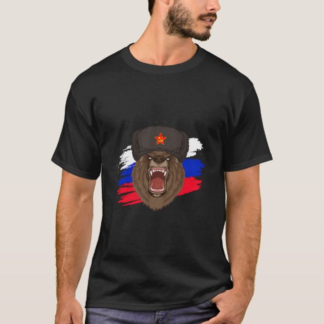 T-shirt Drapeau russe Ours russe (Devant)