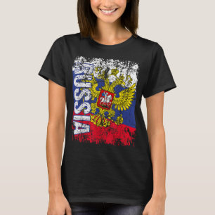 T-shirt Drapeau RUSSE Vintage en détresse RUSSIE