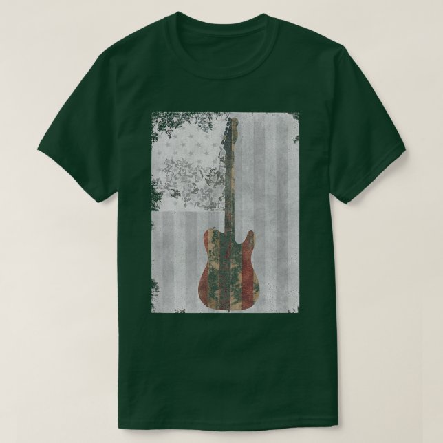 T-shirt Drapeau Rustique Américain Guitare Rock N Roll 284 (Design devant)